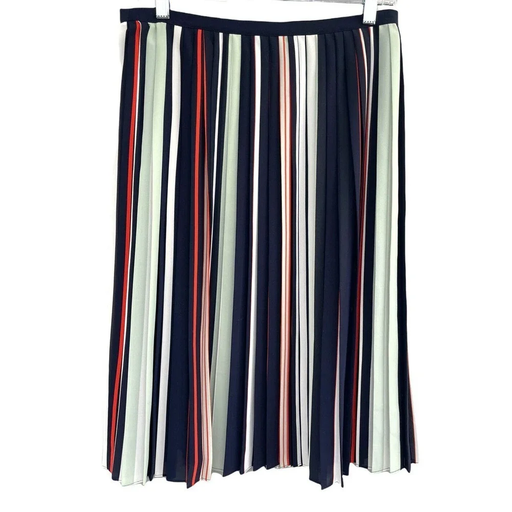 Rebecca Minkoff Madeline Pleated Skirt Striped A-Line Size 10 NWT $228